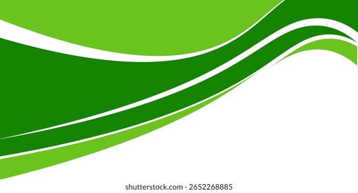Abstract White and Green wave wide background banner