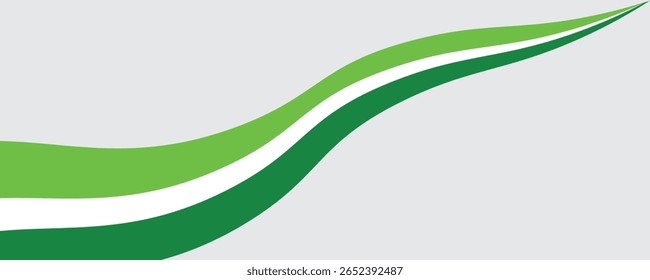 Banner de fundo largo e abstrato onda branca e verde