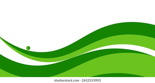 Abstract White and Green wave wide background banner