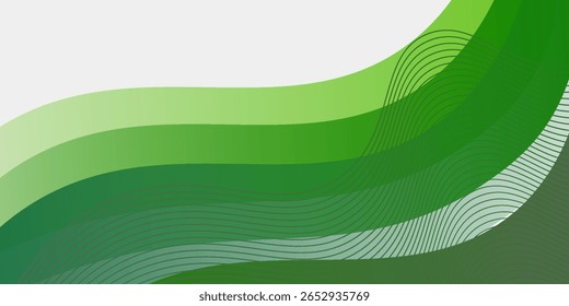 Abstract White and Green wave wide background concept modern