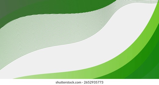 Abstract White and Green wave wide background concept modern good