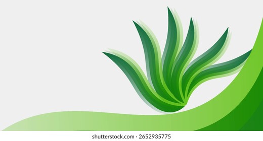 Abstract White and Green wave wide background concept modern good simple art