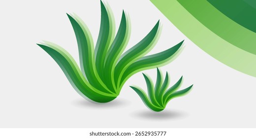 Abstract White and Green wave wide background concept modern good simple art modern texture