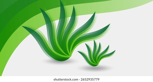Abstract White and Green wave wide background concept modern good simple art modern texture soft