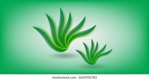 Abstract White and Green wave wide background concept modern good simple art modern texture soft graphic