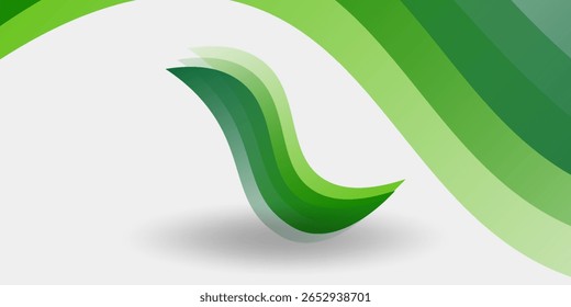 Abstract White and Green wave wide background concept modern good simple