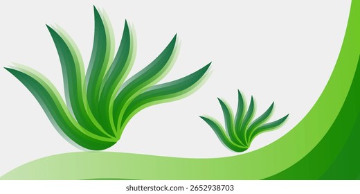 Abstract White and Green wave wide background concept modern good simple art modern