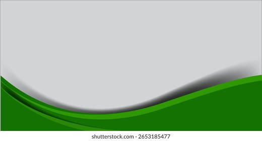 Abstract White and Green wave wide background banner