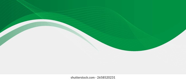 Anuncio de fondo ancho de onda blanco y verde Abstractas