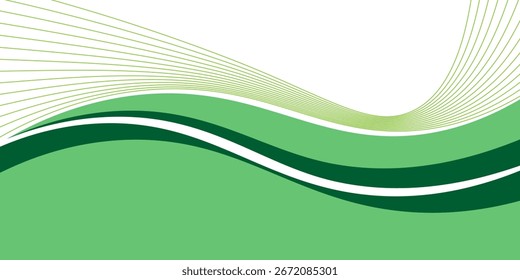 Anuncio de fondo ancho de onda blanco y verde Abstractas