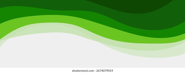Abstract White and Green wave wide background banner. vector illustrator