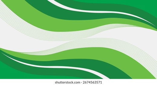 Abstraktes, weißes und grünes, wellenweites Hintergrundbanner. EPS10