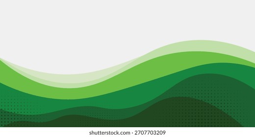Abstract White and Green wave wide background banner