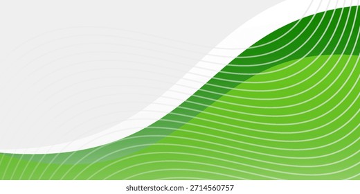 Abstract White and Green wave wide background texture, soft, header, modern