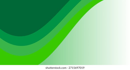 Abstract White and Green wave wide background banner