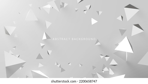 Abstract white and grey 3d polygon chaotic with Futuristic technology digital hi tech concept background. Vector illustration