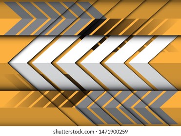 Abstract white grey arrow pattern on yellow direction design modern futuristic background vector illustration.