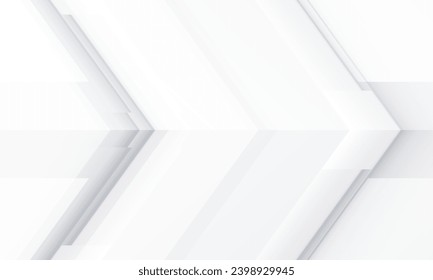 Abstract white and grey arrows futuristic technology background concept high-speed movement. Dynamic motion hi tech digital arrows and stripes. 3D vector illustration