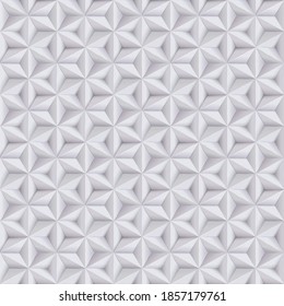 Abstract white, grey background, 3d paper seamless pattern with stars, geometric texture. Modern style for cover design, book design, poster, flyer, website 