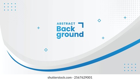 Abstract white and grey background with blue flowing wave element. 3d blue background with blue lines curved wavy sparkle with copy space for text.