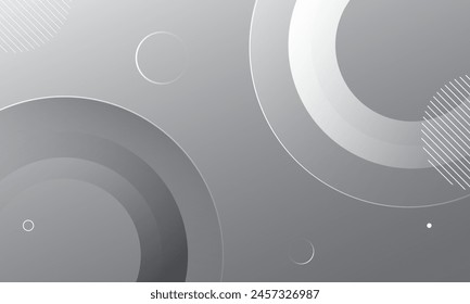 Abstract white and grey background with circles. Dynamic shapes composition. Vector illustration