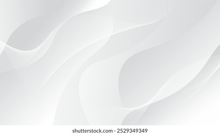 Abstract white and grey background with dynamic waves	