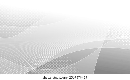 Abstract white and grey background with dynamic waves