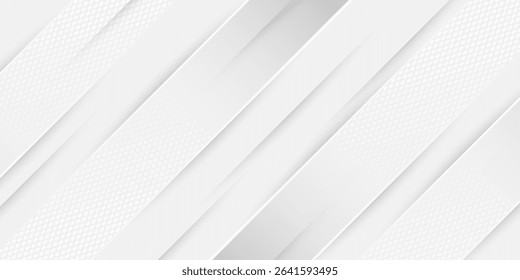 Abstract white grey background. Modern simple white geometric design. Minimal shapes. Suit for booklet, brochure, banner, poster, website, flyer, cover, corporate, backdrop. Vector illustration.