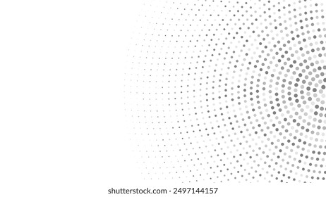 Fondo blanco y gris Abstractas con decoración radial de puntos plateados. Ilustración vectorial.