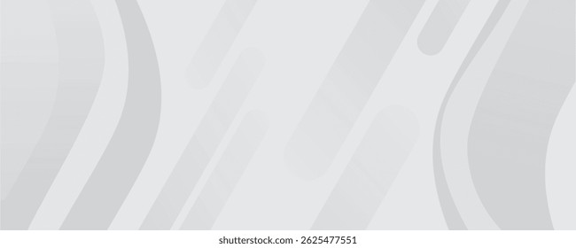 Fundo branco e cinza abstrato com formas de onda suave, fluindo e linhas tracejadas, criando um design limpo e moderno em camadas.