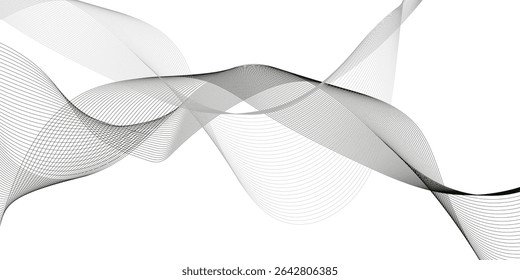 Abstract white and grey background with technology business wave lines. Abstract background with a wave curve lines. Frequency sound wave line and technology concept background.	