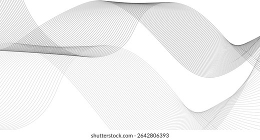 Fundo branco e cinza abstrato com tecnologia linhas de onda de negócios. Fundo abstrato com linhas de curva de onda. Linha de onda de som de frequência e plano de fundo de conceito de tecnologia.	