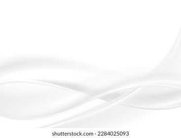 Abstract white grey blurred waves background. Monochrome smooth vector design