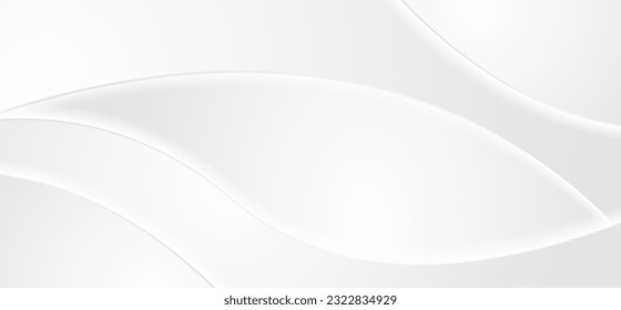 Abstract white grey blurred waves background. Monochrome smooth vector design