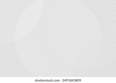 Abstract white and grey circle geometric graphic on white background.