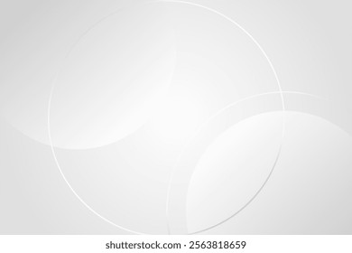 Abstract white and grey circle geometric graphic on white background.