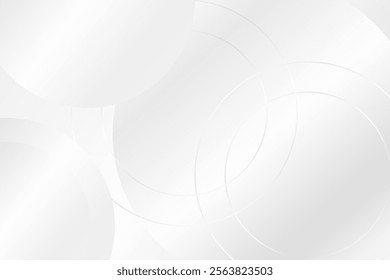 Abstract white and grey circle geometric graphic on white background.