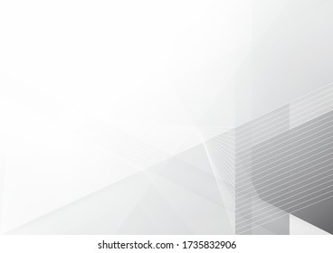 Resumen del fondo de las líneas de color blanco y gris. Estilo geométrico del patrón. Espacio para texto. Textura con luz y sombra. Fondo de pantalla de tecnología digital utilizado en la empresa. Ilustración vectorial.