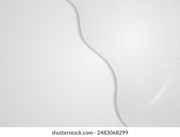Abstractas blanco gris curvado ondas lineales mínimo elegante fondo. diseño de Vector