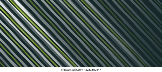 Abstract White, Grey, Dark Blue and Green Slanted Crossing Lines, Striped Pattern, Lines of Various Thickness - Vector Design, Background Template