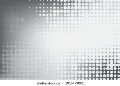 Abstract white and grey dots background, wallpaper backdrop, banner website template. Vector illustration.