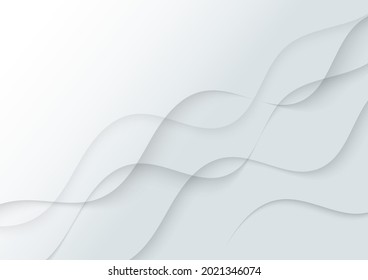 Abstract white and grey dynamic waves background. You can use for ad, poster, template, business presentation. Vector illustration