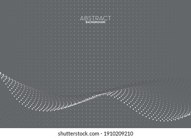 Abstract white and grey flow line digital technology, smooth particle wave, big data techno, design concept background and wallpaper, vector eps
