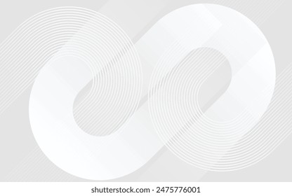 Abstract white and grey geometric background. Simple diagonal rounded lines pattern. Modern graphic design element. Suit for banner, brochure, card, cover, flyer, website. Vector Illustration