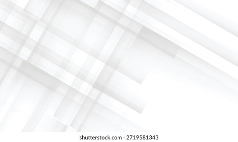 Abstrakter geometrischer Hintergrund in Weiß und Grau mit sich kreuzenden diagonalen Linien und überlappenden rechteckigen Formen mit subtilen Farbverlauf-Overlays, die ein sauberes und modernes visuelles Design für
