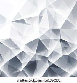 Abstract white & grey geometric, polygonal shapes background (Ideal for brochure & flyer cover designs)