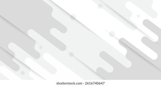  abstract white and grey geometric rounded shapes diagonal banner background