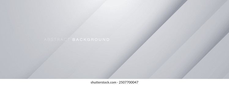 Abstract white and grey geometric shadow light with diagonal geometric lines background. Minimal clean modern banner. illustration Vector