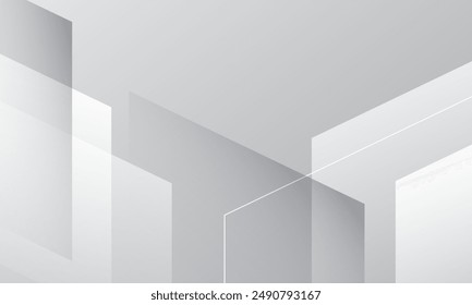 Abstract white and grey geometric shapes background. Vector illustration