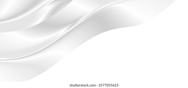 Abstract white grey glossy elegant waves minimal background. Vector design